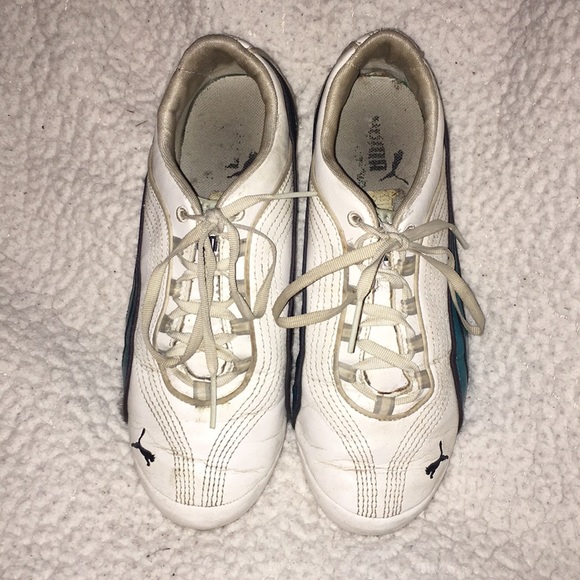 White and Blue Puma Tennis Shoe - Picture 1 of 6